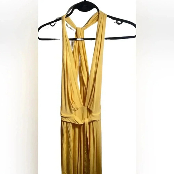 Bebe yellow stretchy lightweight vacation summer day 2 nite scrappy dress M - Picture 5 of 7